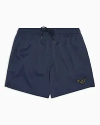 Emporio Armani OFFICIAL STORE Costume Shorts In Tessuto Trama Nido D'ape Blu