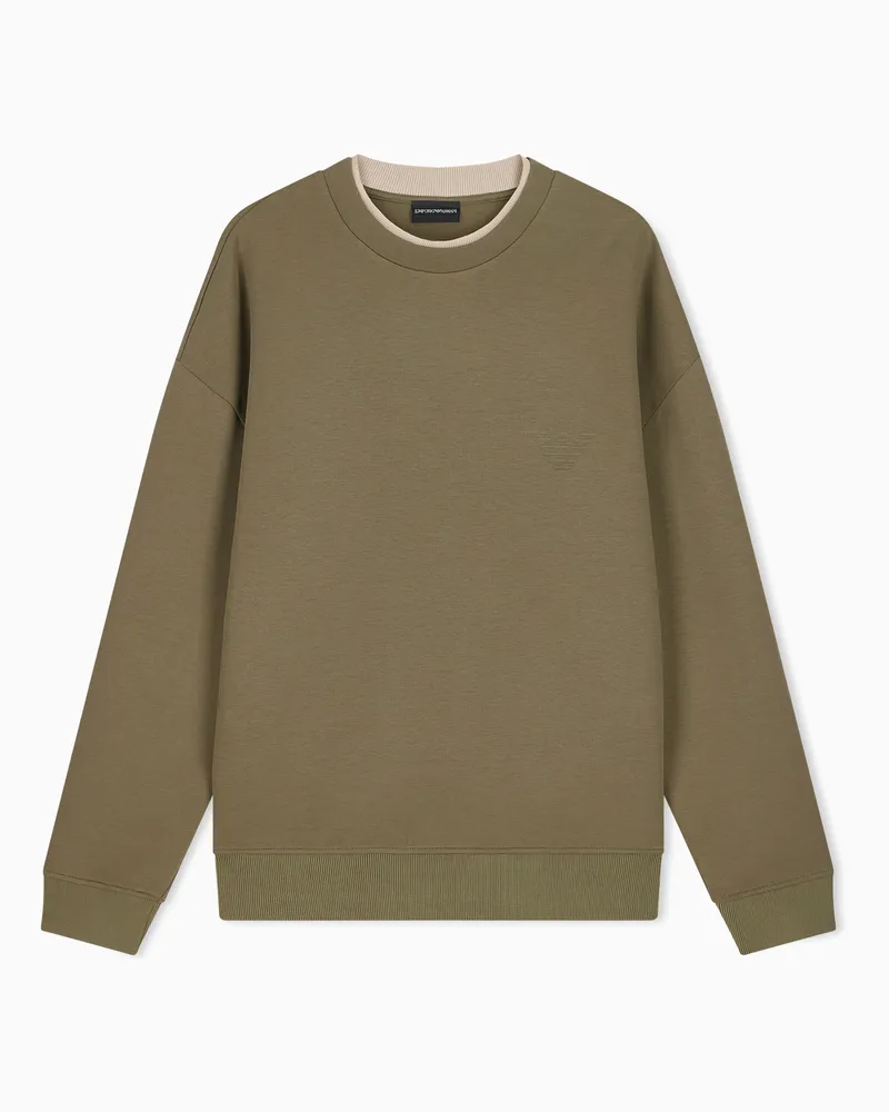 Emporio Armani Felpa in double jersey con ricamo aquila Verde