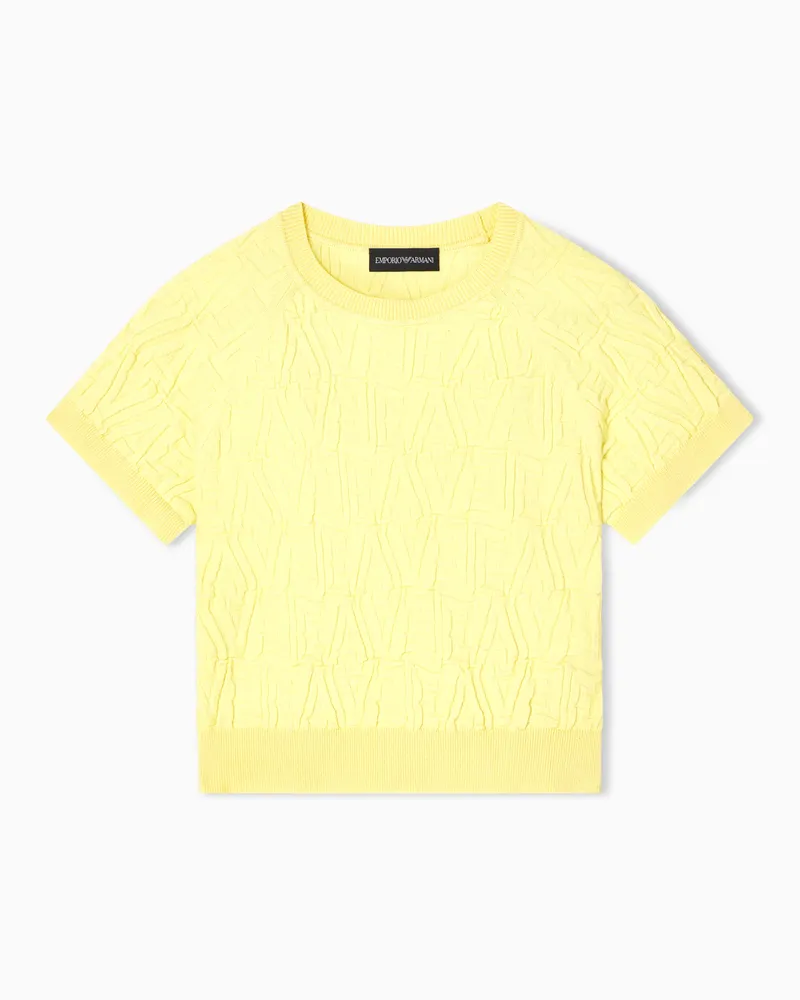 Emporio Armani Maglia con intarsio logo EA all over Giallo