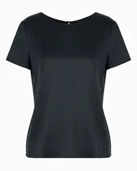 Emporio Armani OFFICIAL STORE Blusa A Maniche Corte In Raso Di Seta Nero