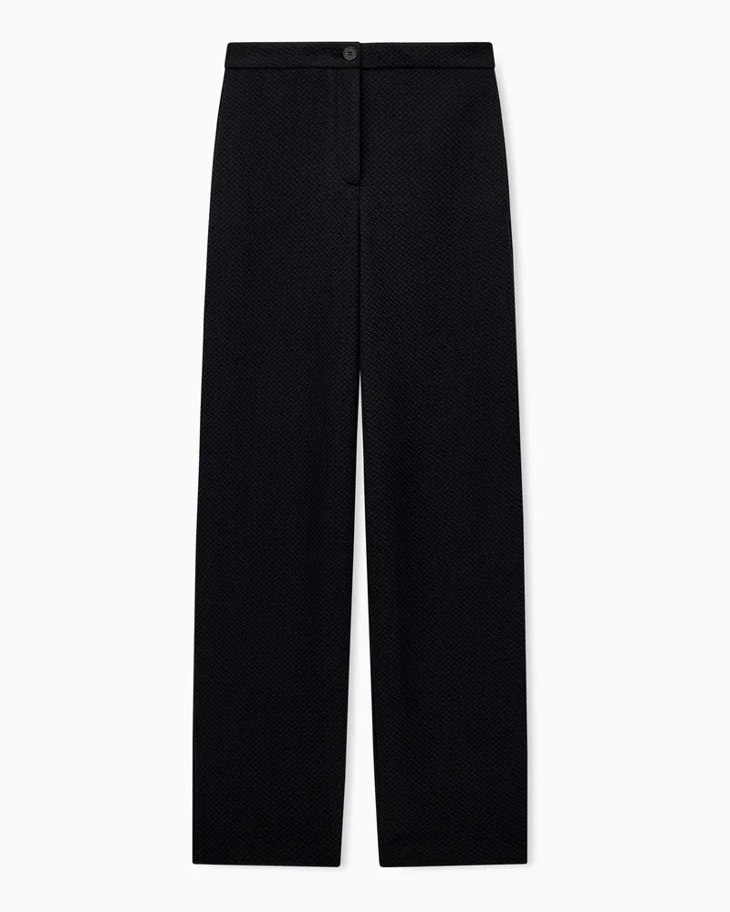Emporio Armani Pantaloni in jersey jacquard con motivo a rilievo Nero