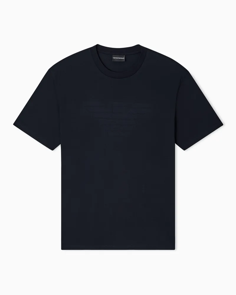Emporio Armani T-shirt in jersey con intarsio logo in tono Blu