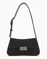 Emporio Armani OFFICIAL STORE Borsa A Spalla Baguette In Satin Con Strass Nero