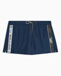 Emporio Armani OFFICIAL STORE Costume Shorts In Tessuto Riciclato Con Banda Logotape Asv Blu