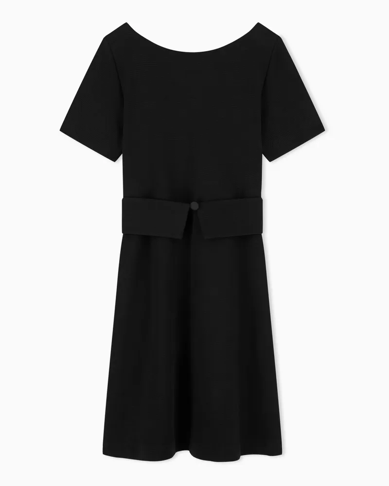 Emporio Armani Abito svasato in jersey ottoman Nero