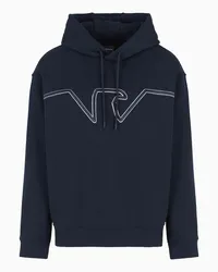 Emporio Armani OFFICIAL STORE Felpa In Jersey Con Cappuccio E Logo Bombato A Rilievo Blu