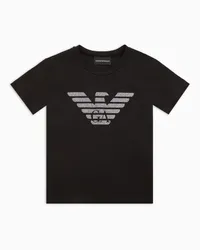 Emporio Armani OFFICIAL STORE T-shirt In Jersey Con Aquila Glitter Asv Nero