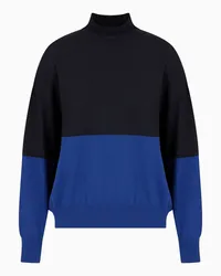 Emporio Armani OFFICIAL STORE Maglione Lupetto Seamless A Trama Rasata Bicolore Bicolore