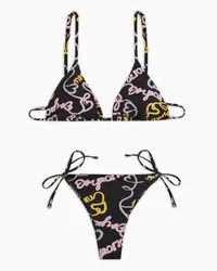 Emporio Armani OFFICIAL STORE Bikini Con Triangolo Imbottito Stampa Logomania Multicolor