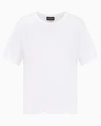 Emporio Armani OFFICIAL STORE Maglia In Jersey Supima Con Ricamo Logo Signature A Rilievo Asv Bianco