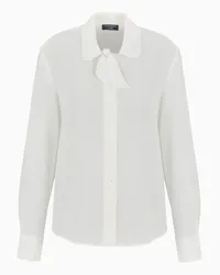 Emporio Armani OFFICIAL STORE Camicia Con Collo Annodabile In Seta Crepe De Chine Icon Bianco