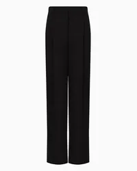 Emporio Armani OFFICIAL STORE Pantaloni Con Pinces In Lana Grain De Poudre Nero