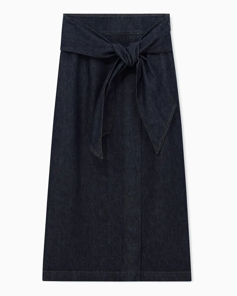 Emporio Armani Gonna vestibilità regular in denim cotone Blu