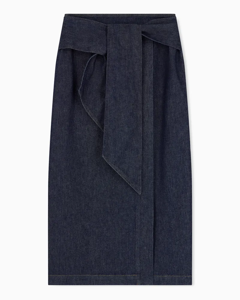 Emporio Armani Gonna vestibilità regular in denim cotone Blu