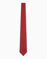 Emporio Armani OFFICIAL STORE Cravatta In Pura Seta Jacquard Micro Check Effetto Pois Rosso