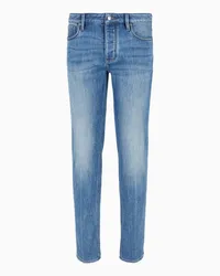 Emporio Armani OFFICIAL STORE Jeans J75 Slim Fit In Denim Stone Wash Con Interno Felpato Blu