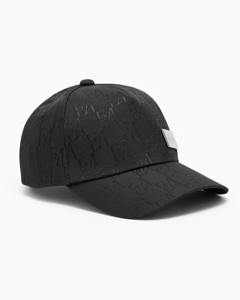 Emporio Armani Cappello baseball regolabile con motivo logo in rilievo Nero