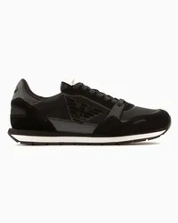 Emporio Armani OFFICIAL STORE Sneakers In Mesh Con Dettagli Suede E Patch Aquila Nero