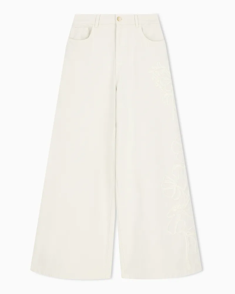 Emporio Armani Jeans J1H loose fit in canvas misto lino con ricamo Beige