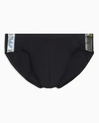 Emporio Armani OFFICIAL STORE Costume Slip In Nylon Stretch Riciclato Logotape Asv Nero