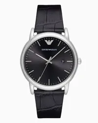 Emporio Armani OFFICIAL STORE Orologio A Tre Sfere Con Datario E Cinturino In Pelle Nera Nero