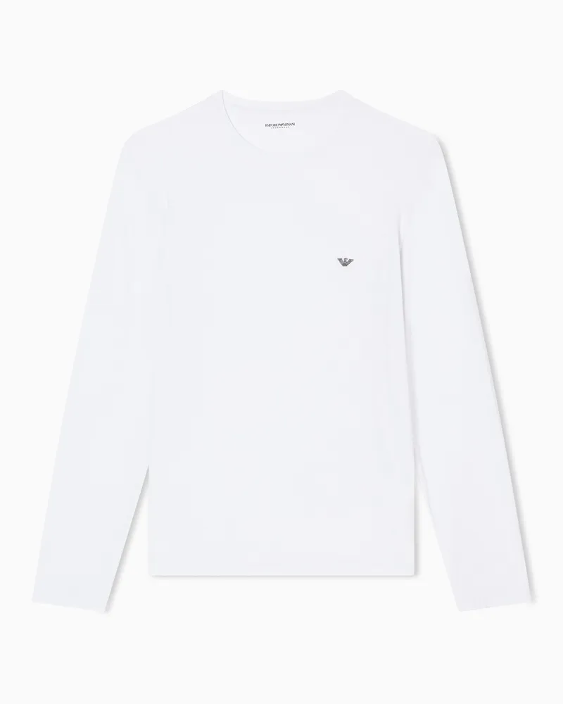 Emporio Armani Maglia loungewear fitted fit in soft modal Bianco