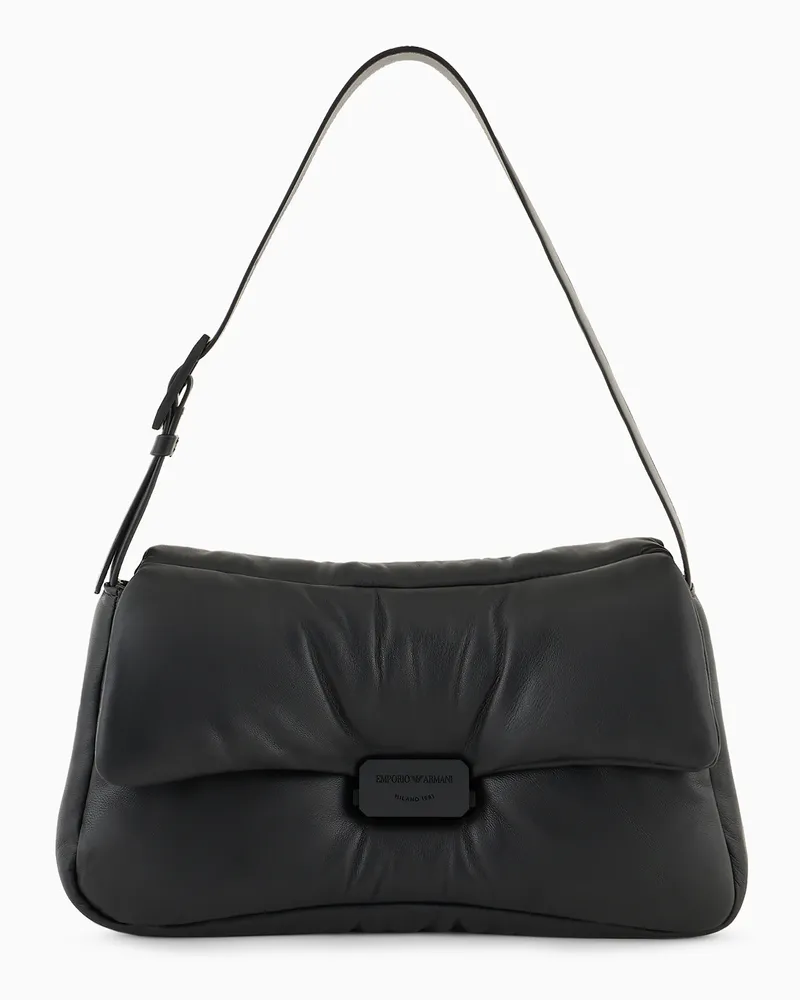 Emporio Armani Maxi borsa a spalla in nappa puffy Nero