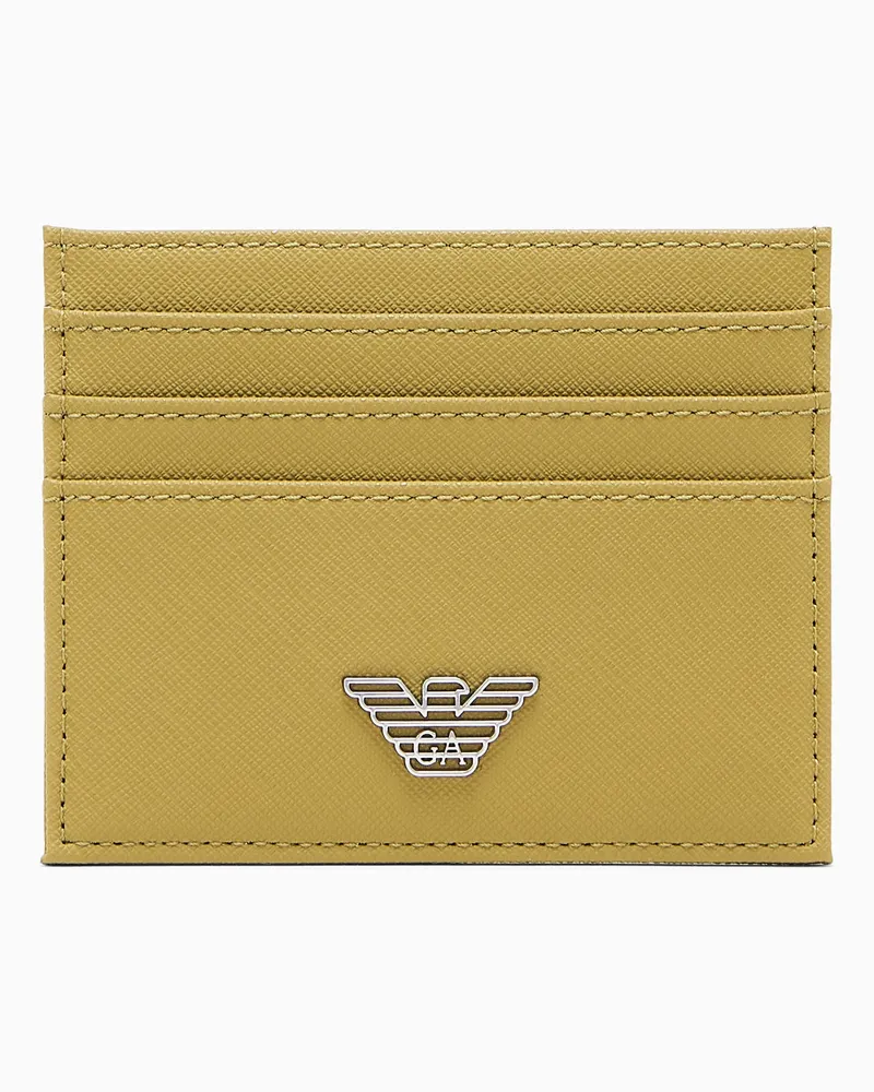 Emporio Armani Porta carte di credito con logo e finitura texturizzata Giallo
