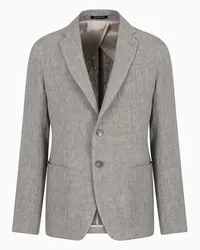 Emporio Armani OFFICIAL STORE Giacca Monopetto In Lino Delavé Mano Crepe Grigio