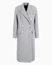 Emporio Armani OFFICIAL STORE Cappotto Doppiopetto In Tessuto Cover Misto Lana Grigio