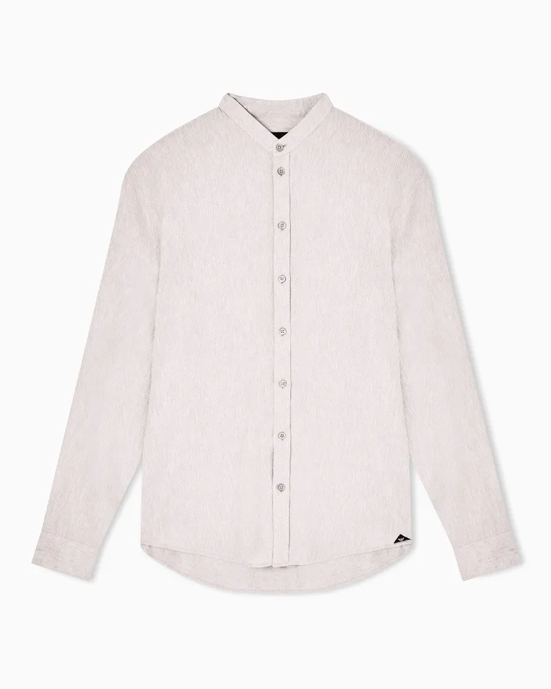Emporio Armani Camicia in misto lino armaturato Beige