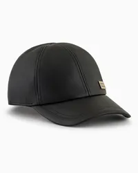 Emporio Armani OFFICIAL STORE Cappello Da Baseball In Pelle Martellata Nero