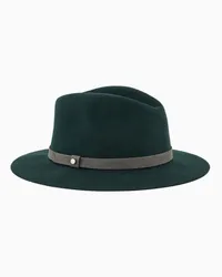 Emporio Armani OFFICIAL STORE Cappello Fedora In Panno Di Lana Con Cinturino Verde