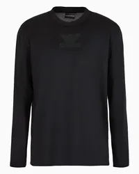 Emporio Armani OFFICIAL STORE Maglia Over Fit In Jersey Misto Lyocell Con Patch Di Strass Clubwear Asv Nero