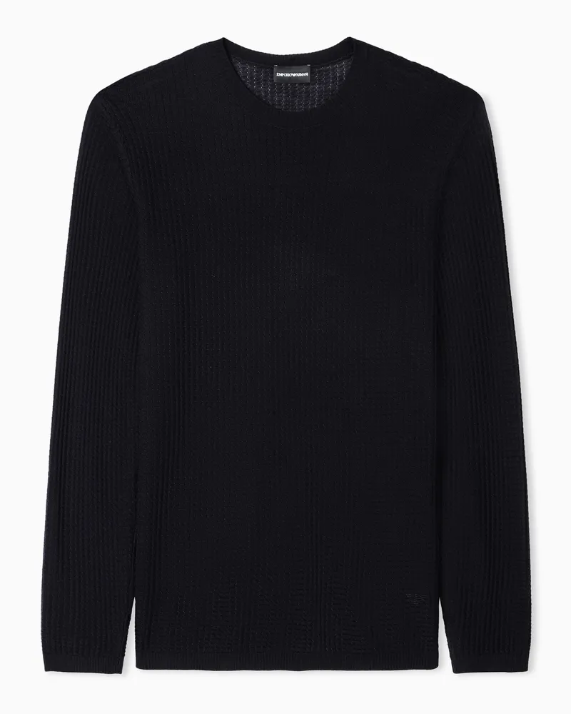 Emporio Armani Maglione in misto lyocell a punto trattenuto Blu