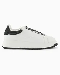 Emporio Armani OFFICIAL STORE Sneakers In Pelle Con Retro Gommato Bianco