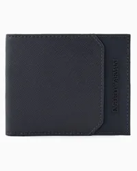 Emporio Armani OFFICIAL STORE Portafoglio Bifold In Saffiano E Nylon Blu