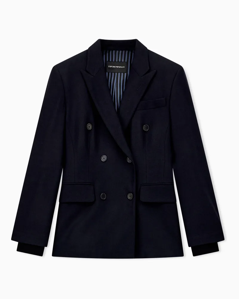 Emporio Armani Blazer regular fit in saglia misto lana e viscosa Blu