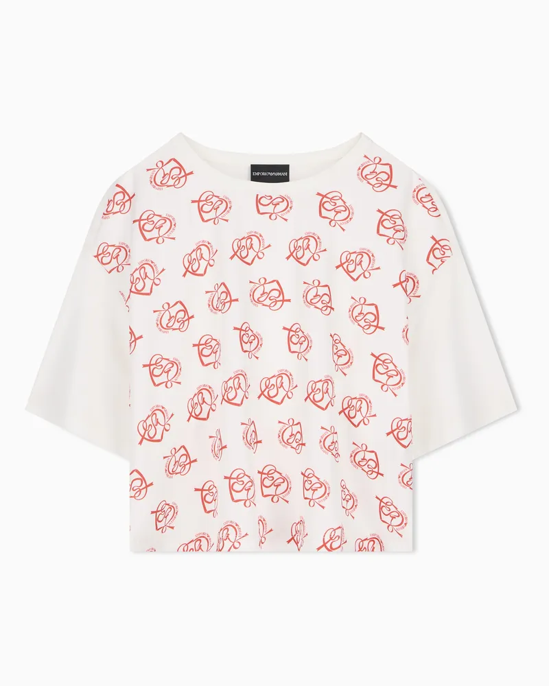 Emporio Armani T-shirt over fit in jersey e satin stampa Capsule San Valentino Fantasia