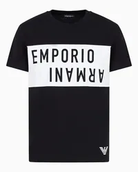 Emporio Armani OFFICIAL STORE T-shirt Beachwear In Jersey Stampa Bold Logo Nero