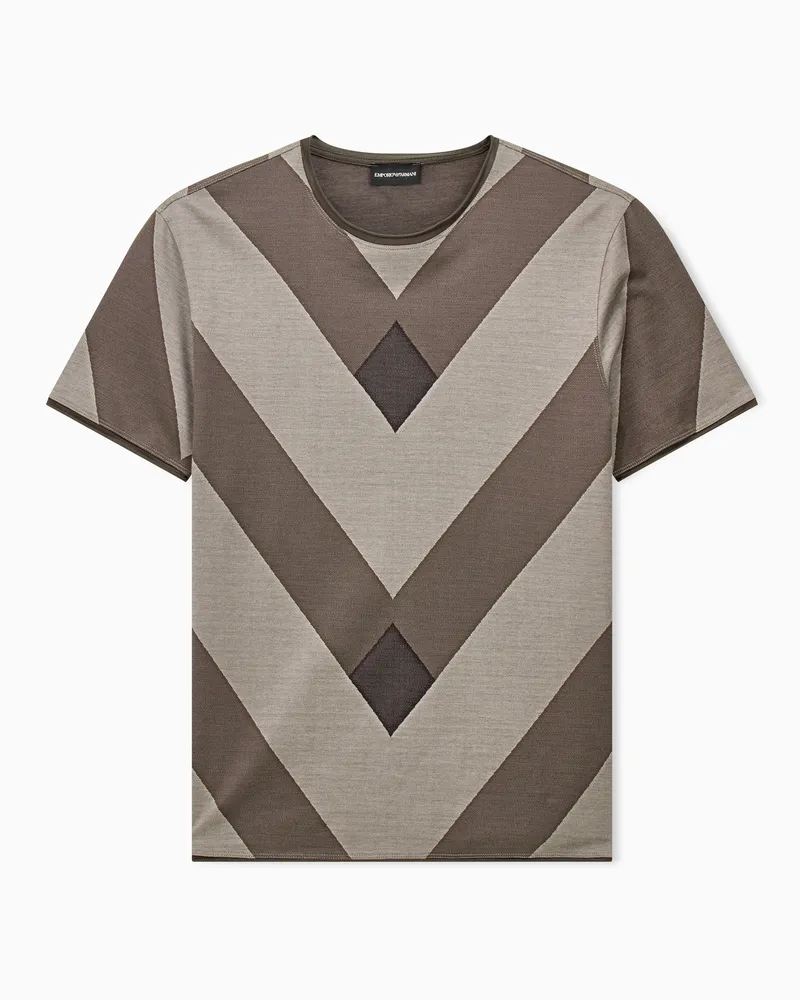 Emporio Armani T-shirt in jersey jacquard misto lyocell Capsule Signature Beige