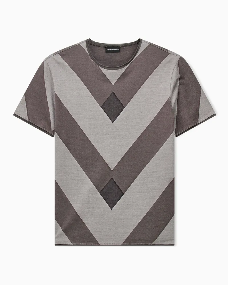Emporio Armani T-shirt in jersey jacquard misto lyocell Capsule Signature Beige
