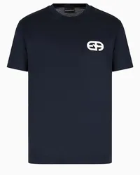 Emporio Armani OFFICIAL STORE T-shirt In Jersey Misto Lyocell Con Ricamo Logo Ea A Rilievo Asv Blu