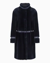 Emporio Armani OFFICIAL STORE Cappotto Reversibile In Shearling Di Agnello Blu