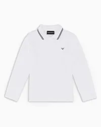 Emporio Armani OFFICIAL STORE Polo Maniche Lunghe In Piquet Stretch Con Collo Profilato Bianco