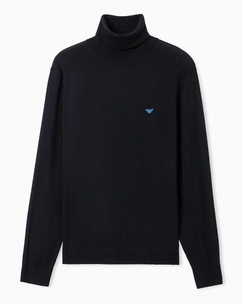 Emporio Armani Maglione lupetto in lana vergine Capsule SSC Napoli Blu