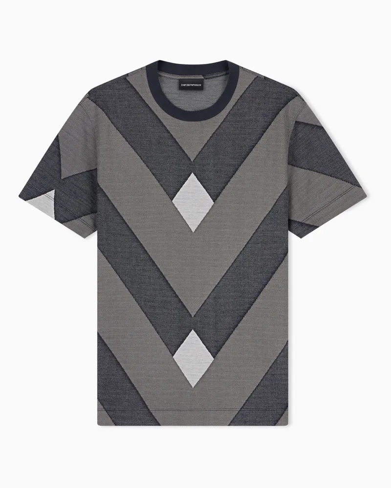 Emporio Armani T-shirt in jersey jacquard misto lyocell Capsule Signature Nero