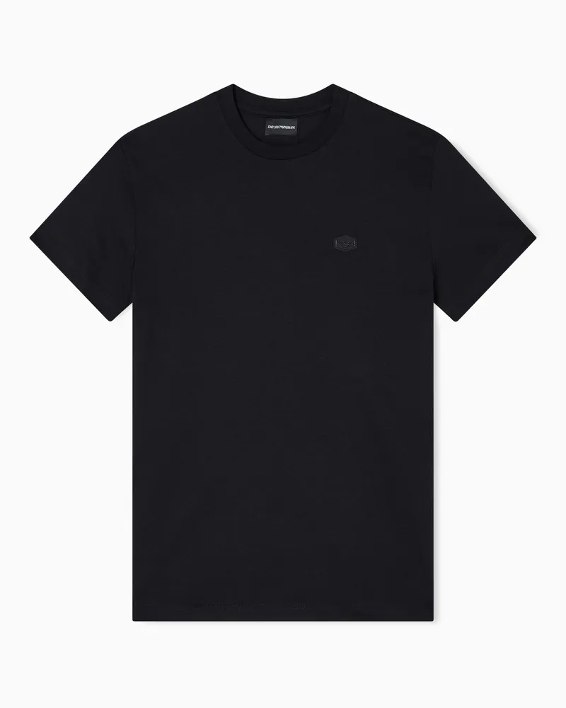 Emporio Armani T-shirt in jersey Supima con micro patch logo Nero