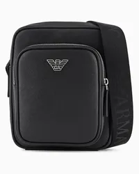 Emporio Armani OFFICIAL STORE Tracolla In Pelle Rigenerata Saffiano Placchetta Aquila Asv Nero