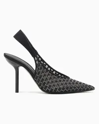 Emporio Armani OFFICIAL STORE Décolleté Slingback A Punta Con Pattern Grafico Di Strass Nero